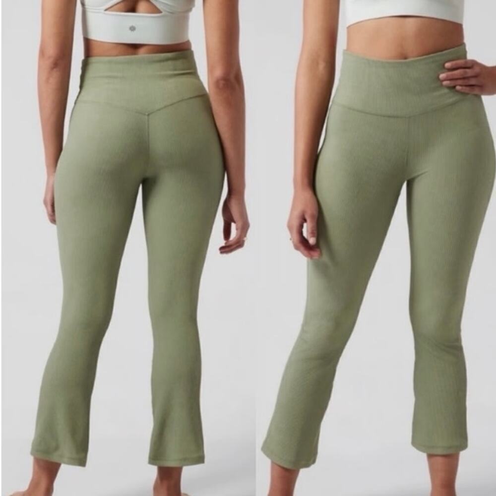 Athleta Elation Rib Crop Flare Legging 3x Sage Green